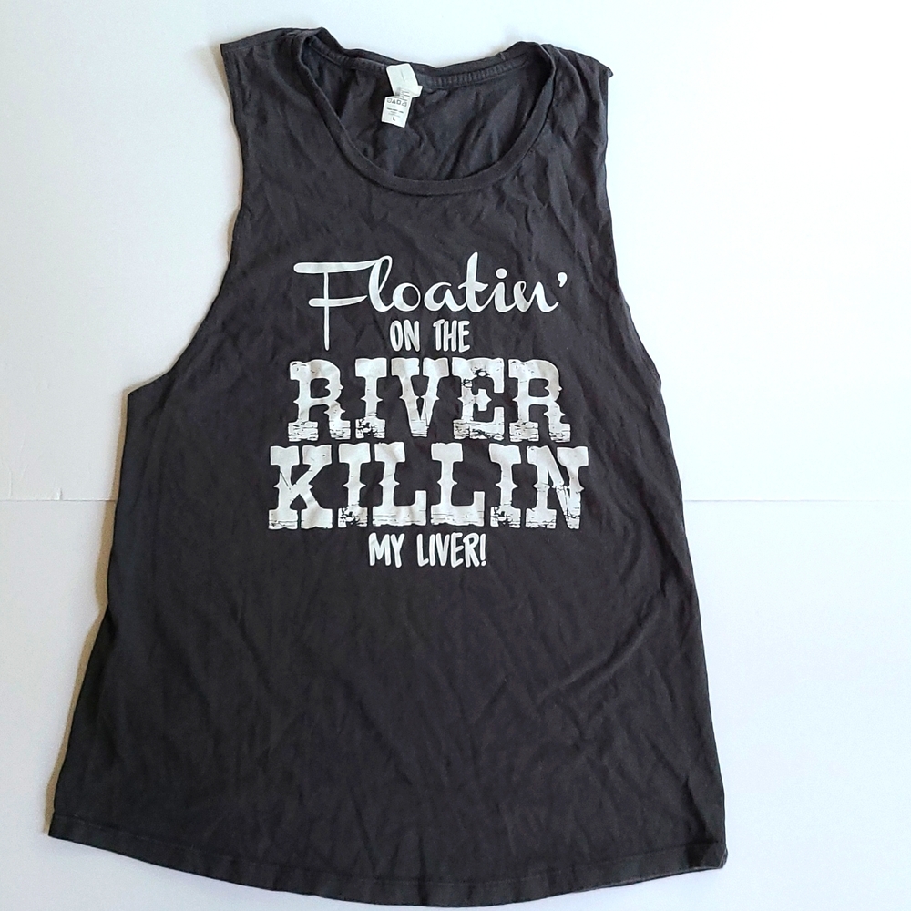Very important tee Large gray white floating on the river killin my liver tank
